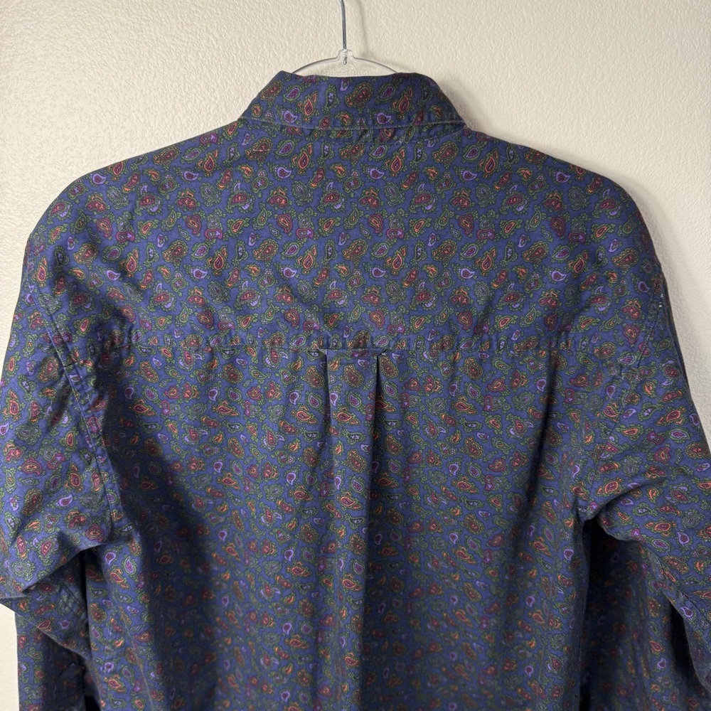 Vintage Chaps Ralph Lauren Blue Paisley‎ Button Down Shirt Men's Size Medium - Picture 4 of 8
